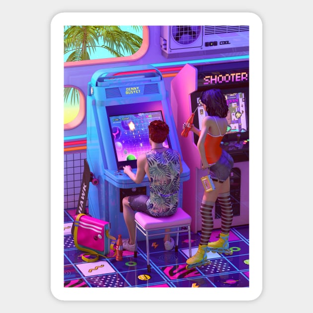 Back to the Arcade Sticker by dennybusyet